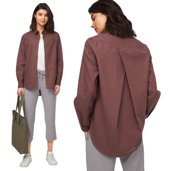 lululemon athletica Tops - Lululemon Flannel Button Up Antique Bark Purple Long Sleeve Classic/Work Shirt-4